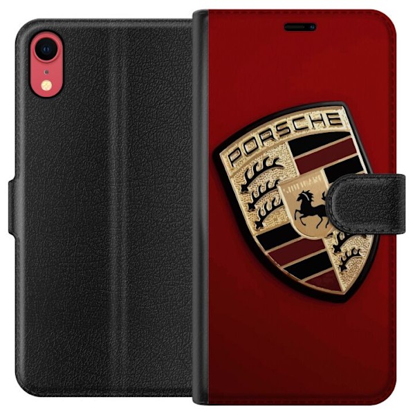 Apple iPhone XR Tegnebogsetui Mobil etui med stilfuld Porce-logo i sort og hvid