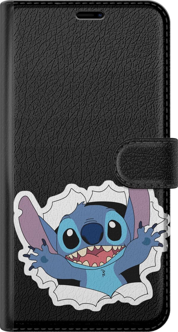 Kompatibel Tegnebogsetui til Apple iPhone 7 Plus Blå rumfigur med store ører og åbent smil, der kigger gennem et revet hul blå