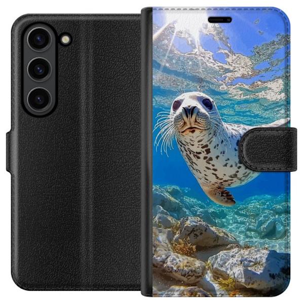 Samsung Galaxy S24 Tegnebogsetui Salg Hav Svømning Dyremotiv Natur Vandmotiv Blåt Design Marin Tema Populært Motiv Dyreliv
