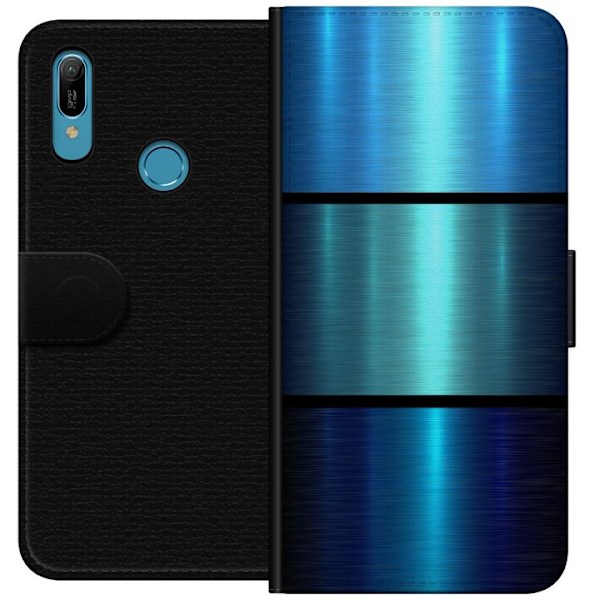 Huawei Y6 (2019) Tegnebogsetui Blå Metallic Striber