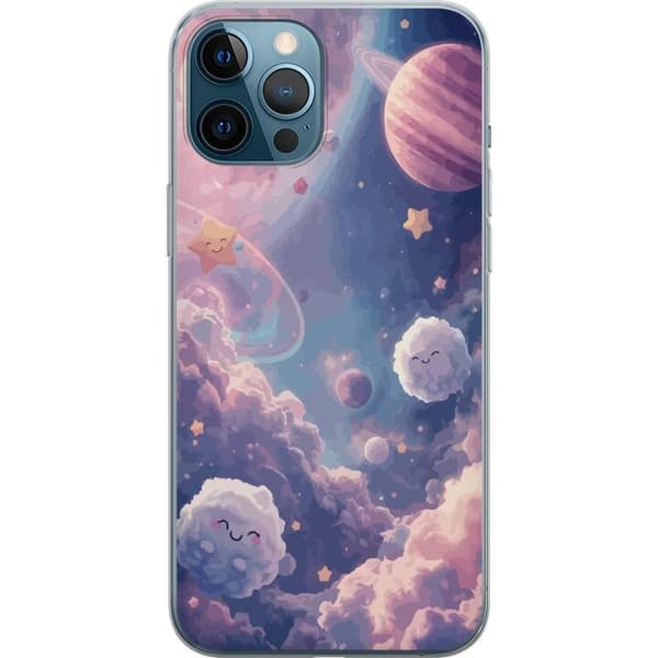 Kompatibelt Mobildeksel til Apple iPhone 12 Pro Max Drømmende stjernehimmel med planeter skyer og smilende stjerner
