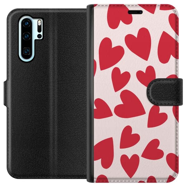 Kompatibelt Lommeboketui til Huawei P30 Pro Hjerter