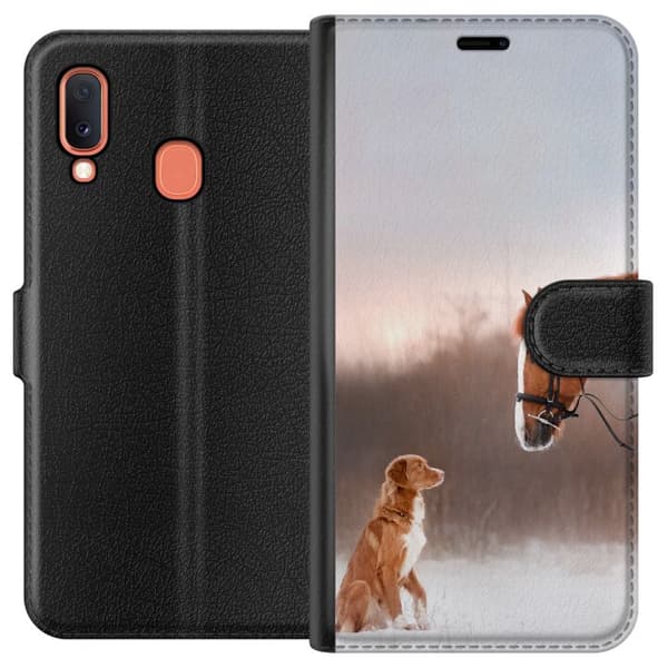 Kompatibelt Plånboksfodral till Samsung Galaxy A20e Häst & Hund