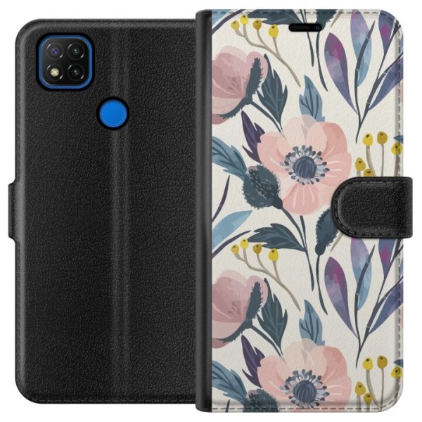 Xiaomi Redmi 9C Plånboksfodral Blomsterlycka