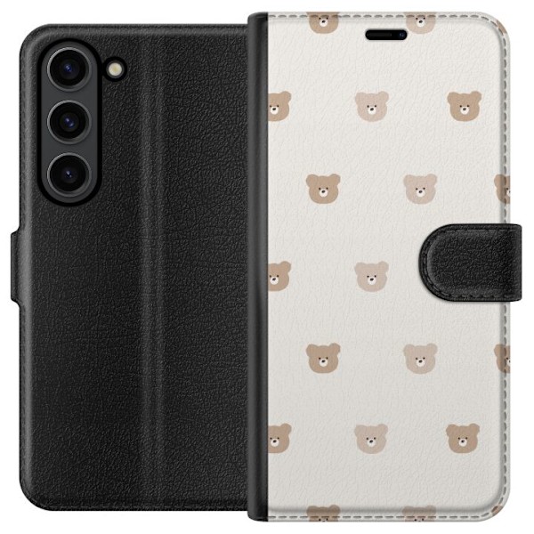 Samsung Galaxy S24+ Tegnebogsetui Teddybaggrund - søde teddybjørne mod en blød baggrund