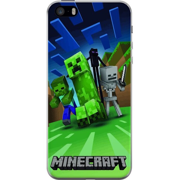 Apple iPhone SE (2016) Läpinäkyvä kuori Minecraft Creeper mobilskal i klassisk grön pixelstil