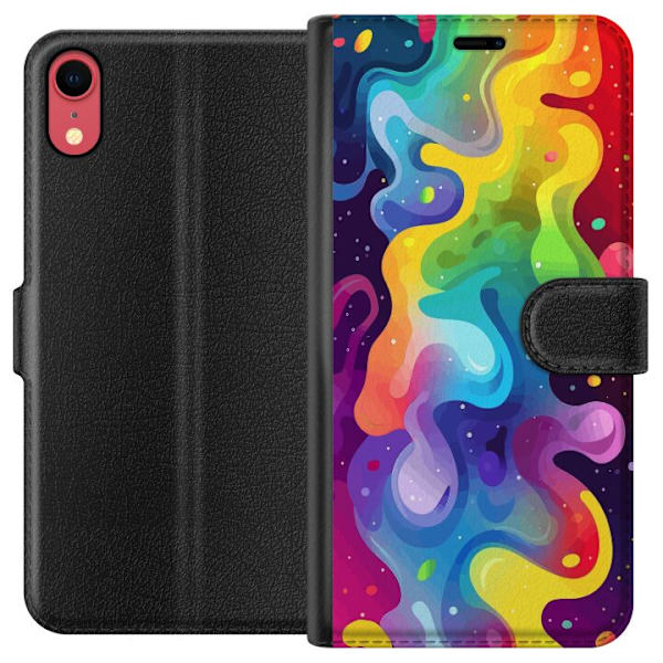 Apple iPhone XR Tegnebogsetui Farvesplask Abstrakt Kunst Design Farverigt Mønster Moderne Populær Vægkunst Grafisk Trend