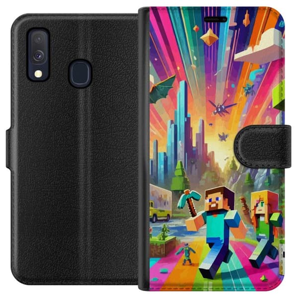 Kompatibel Tegnebogsetui til Samsung Galaxy A40 Fortnite vs Minecraft