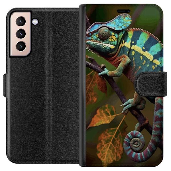 Samsung Galaxy S21 Lompakkokotelo Lisko Graafinen Streetwear Suunnittelu Eläinmalli Moderni Kaupunkityyli Suosittu Motiivi Luova Taide Trendi