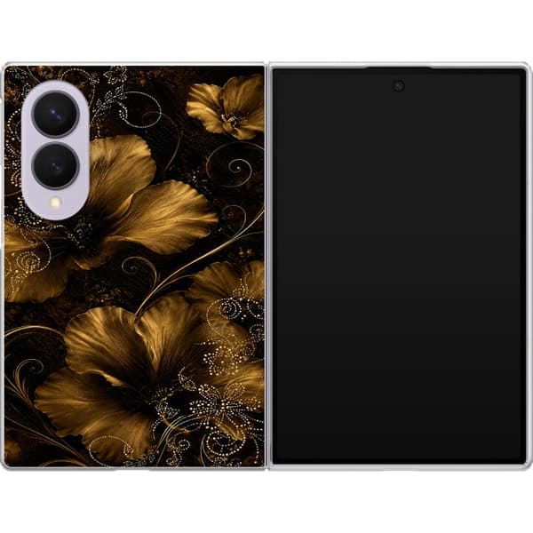 Kompatibelt Mobildeksel til Samsung Galaxy Z Fold8 Gylden Noir-blomstring svart