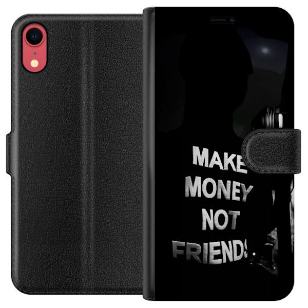 Apple iPhone XR Tegnebogsetui Tjen Penge Ikke Venner Citat Streetwear Tekst Design Trend Penge Livsstil Grafisk Motiv Urban Fashion