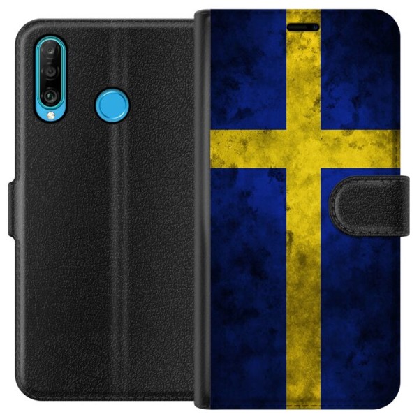 Huawei P30 lite Lommeboketui Sverige Flag