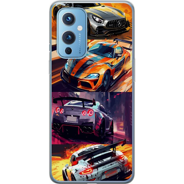 OnePlus 9 Läpinäkyvä kuori Ralli kuume - vauhdikas teema ralliautoilla