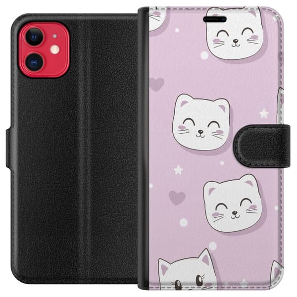 Kompatibel Tegnebogsetui til Apple iPhone 11 Kat Tapet