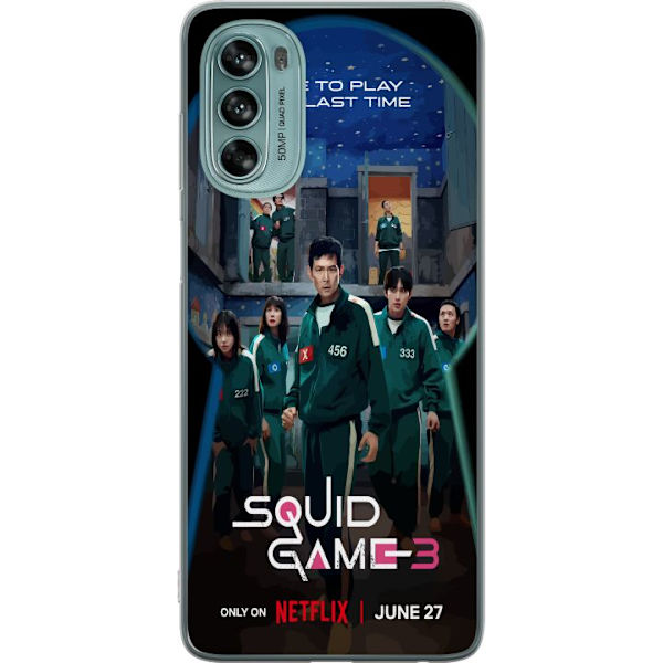 Motorola Moto G62 5G Genomskinligt Skal Squid Game Säsong 3 Seriefigurer Populärt TV Serie Motiv Ikoner Spänning Drama Asiatisk Design Trend