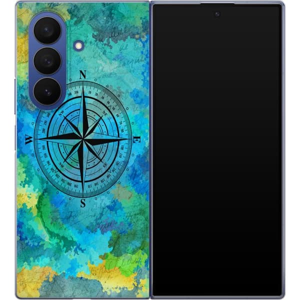 Kompatibelt Mobildeksel til Samsung Galaxy Z Fold7 Turkis kompassrose turkis