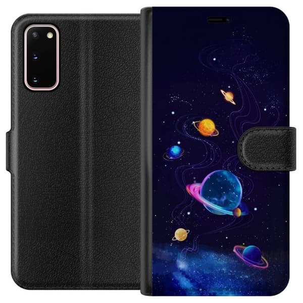 Kompatibel Tegnebogsetui til Samsung Galaxy S20 Farlige planeter og stjerner i et animeret rumlandskab blå