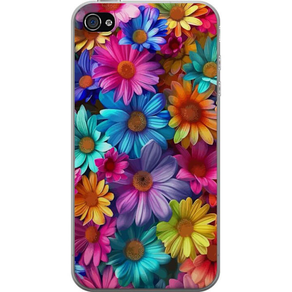 Apple iPhone 4s Genomskinligt Skal Gerbera Blommor Färgglad Dekor Blommotiv Populärt Heminredning Färg Rik Väggkonst Design