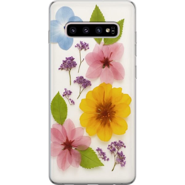 Samsung Galaxy S10+ Läpinäkyvä kuori Painetut kukat