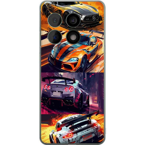 OnePlus 10 Pro Gennemsigtig cover Rallyfeber - fartfyldt motiv med rallybiler