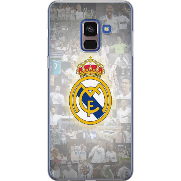Samsung Galaxy A8 (2018) Genomskinligt Skal Real Madrid Emblem Fotboll Klubbmärke Vit Guld Design Champions League Mästare La Liga Fans Ikoniskt