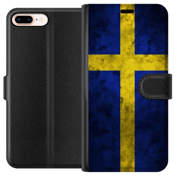 Kompatibelt Plånboksfodral till Apple iPhone 8 Plus Sverige Flagga