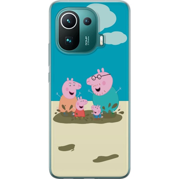 Xiaomi Mi 11 Pro Genomskinligt Skal Greta Gris Familjen George Lerpöl Barnmotiv Serie Populär Barnkaraktär Glädje