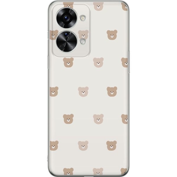 OnePlus Nord 2T Läpinäkyvä kuori Teddy-tausta - söpöt teddykarhut pehmeällä taustalla