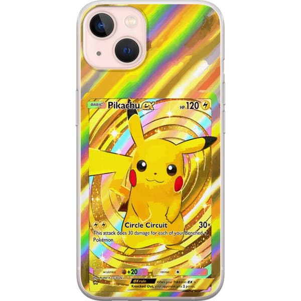 Kompatibelt Mobildeksel til Apple iPhone 13 mini Gullig Pikachu EX samlebilde med regnbueeffekter gull