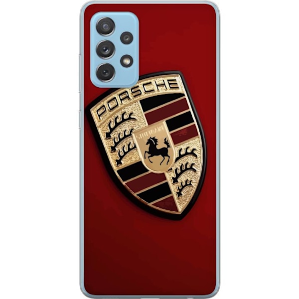 Samsung Galaxy A72 5G Gennemsigtig cover Mobil etui med stilfuld Porce-logo i sort og hvid