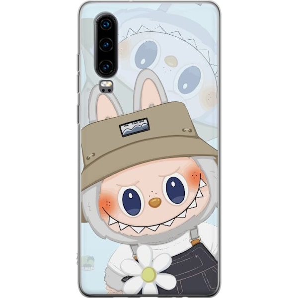 Huawei P30 Läpinäkyvä kuori Labubu hattuineen - Pop Mart -hahmo Mr. Butcher retrotyylillä ja luonteella