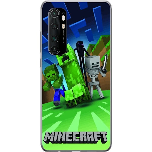 Xiaomi Mi Note 10 Lite Genomskinligt Skal Minecraft Creeper mobilskal i klassisk grön pixelstil