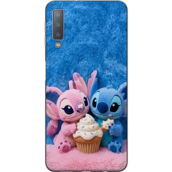 Kompatibelt Mobildeksel til Samsung Galaxy A7 (2018) Blå och rosa figurer med cupcake rosa