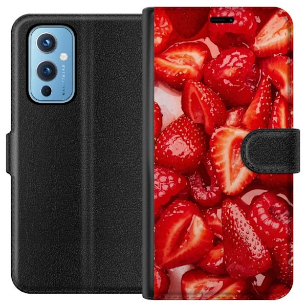 OnePlus 9 Plånboksfodral Jordgubbsmönster – sött motiv med sommarkänsla