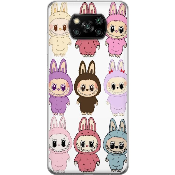 Xiaomi Poco X3 NFC Genomskinligt Skal Labubu Pink Monster – Popkonst med Kawaii-touch
