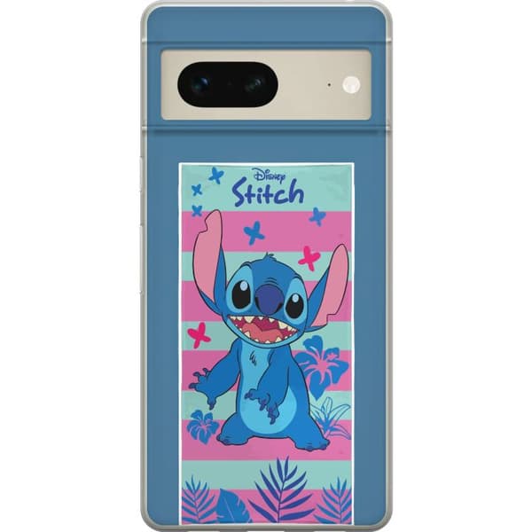 Kompatibelt Mobildeksel til Google Pixel 7 Stitch med tropiske blader og pastellstriper blå