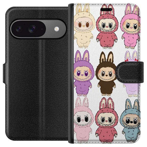 Google Pixel 9 Plånboksfodral Labubu Pink Monster – Popkonst med Kawaii-touch