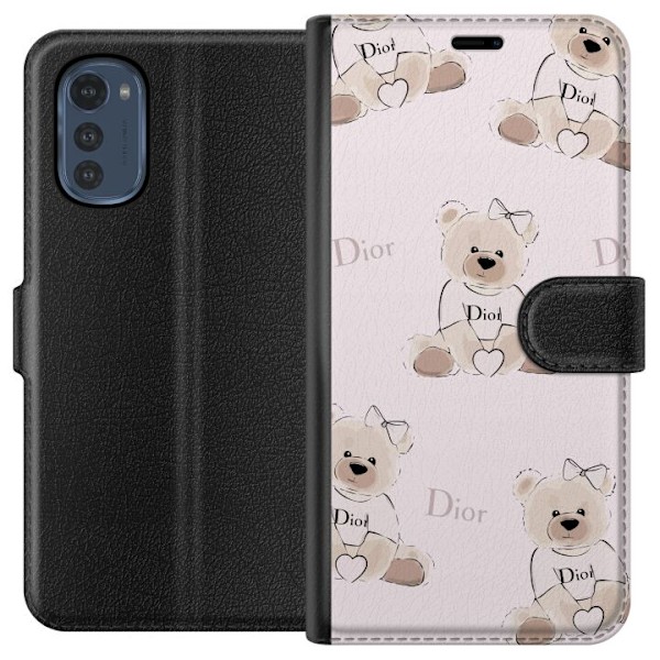 Motorola Moto E32s Tegnebogsetui Teddy Dior Vibes - luksuriøs bamse i modetil