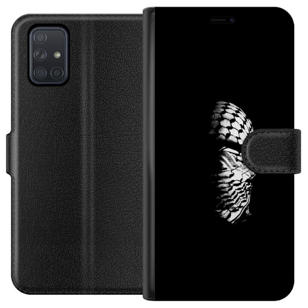 Samsung Galaxy A71 Tegnebogsetui Keffiyeh-mønster - klassisk sort-hvid palæstinensisk tørklæde med kulturel betydning