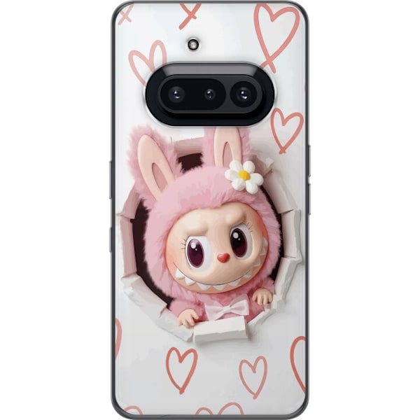Nothing Phone (3a) Läpinäkyvä kuori Labubu Sydän Taustakuva Pop Mart Rakkausteema Hahmodesign Suosittu Motiivi Keräilytaideteossarja