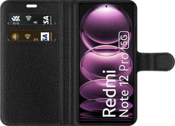 Kompatibel Tegnebogsetui til Xiaomi Redmi Note 12 Pro Blåhvidt passagerfly over skyer under en blå himmel blå