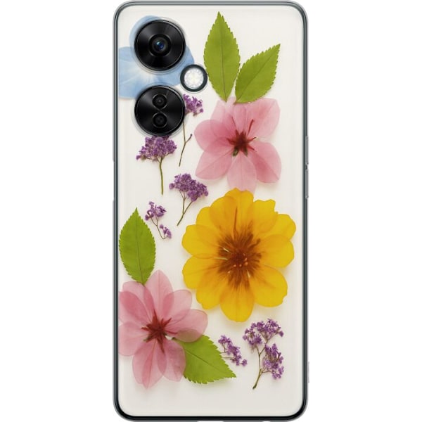 OnePlus Nord CE3 Genomskinligt Skal Pressade blommor