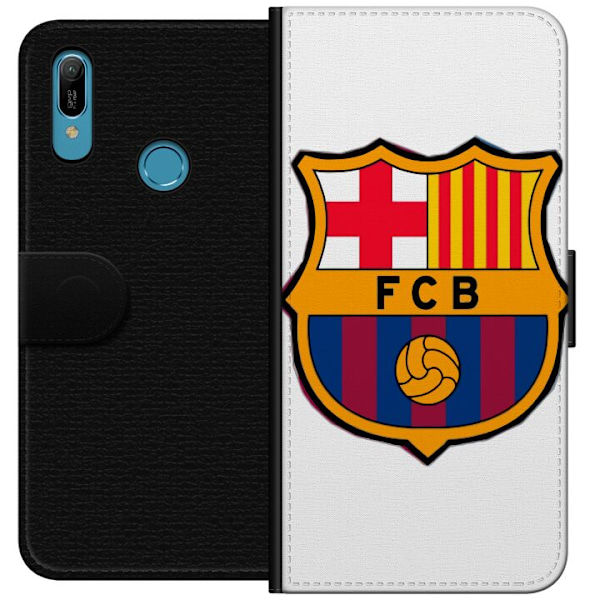 Huawei Y6 (2019) Lompakkokotelo FC Barcelona Emblem Jalkapallo Katalonia Sininen Punainen Seuran Logo Ylpeys La Liga Fanit Ikoninen Kuva