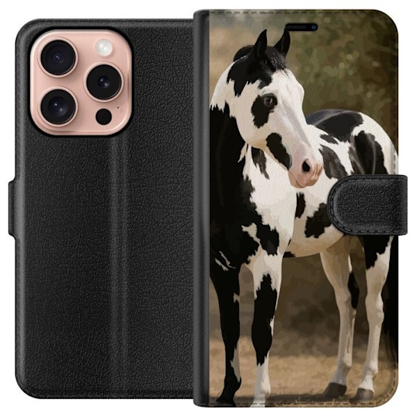 Apple iPhone 16 Pro Tegnebogsetui Smuk Hest - elegant illustration af hestemotiv