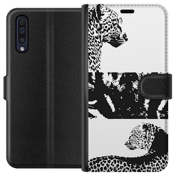 Samsung Galaxy A50 Lompakkokotelo Leopard Faces