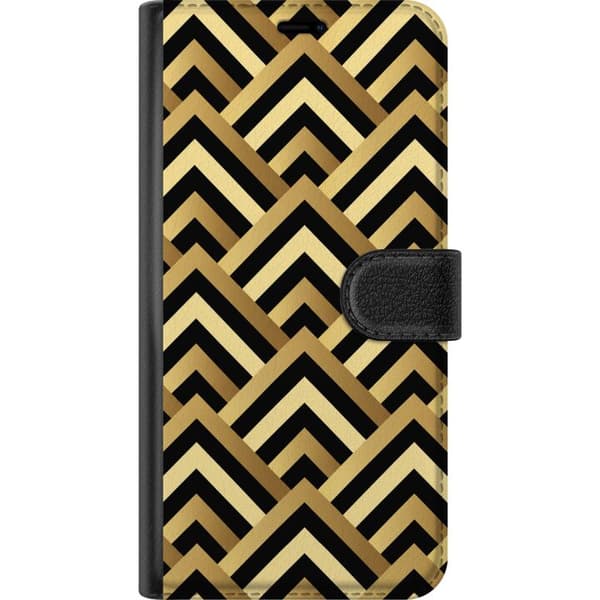 Kompatibelt Lommeboketui til Apple iPhone 15 Pro Gullfarget geometri gull