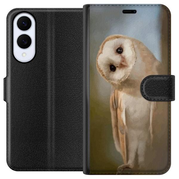 Samsung Galaxy S25 Edge Lompakkokotelo Uggla Utelias Katse Lintumotiivi Metsä Luonto Grafinen Suunnittelu Suosittu Motiivi Eläin Teema Koriste