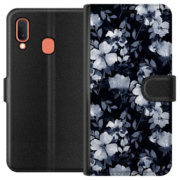 Samsung Galaxy A20e Tegnebogsetui Blomster