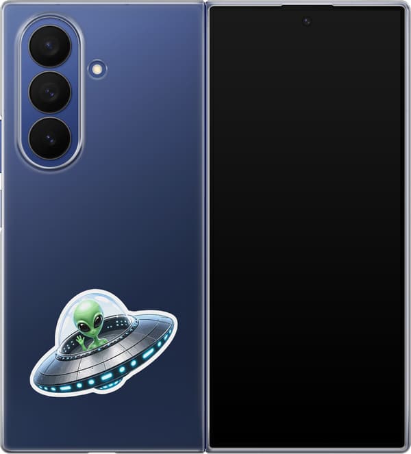 Kompatibelt Mobildeksel til Samsung Galaxy Z Fold8 Ultra Sølvskip - Grått motiv med alien i sølvfarget romskip. grå