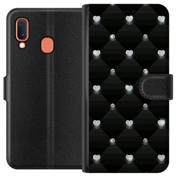 Kompatibelt Lommeboketui til Samsung Galaxy A20e Bling Hjerte